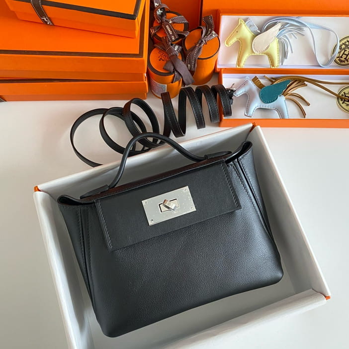 Hermes 24/24  mini 21 Evercolor Noir PHW